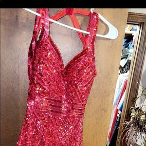 Red sequin prom dress